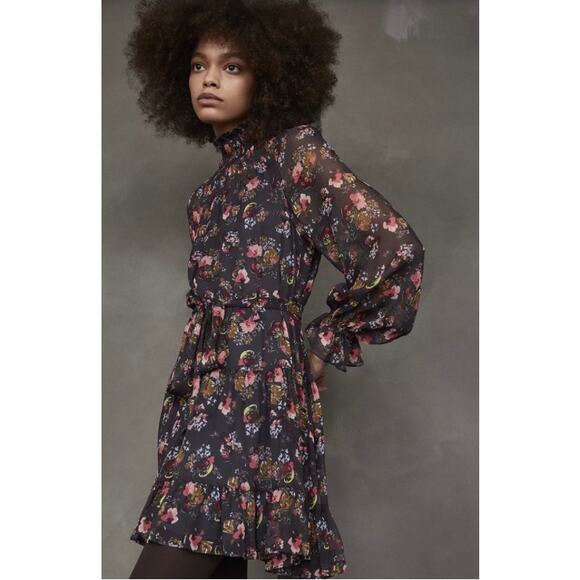 Cinq à Sept Daija Belted Tiered Floral Print Chiffon Mini Dress - Picture 2 of 11